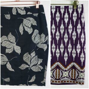 Bundle 2 NWT Ann Taylor Pencil Skirts Printed size 4 Career Office Business Boho